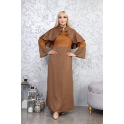 Brown two-piece casual/evening dress with Ottoman detail