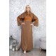 Brown two-piece casual/evening dress with Ottoman detail