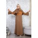 Brown two-piece casual/evening dress with Ottoman detail