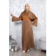 Brown two-piece casual/evening dress with Ottoman detail