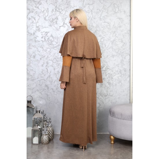 Brown two-piece casual/evening dress with Ottoman detail