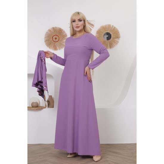 Casual/evening dress with two-piece ottoman soiree detail, mauve