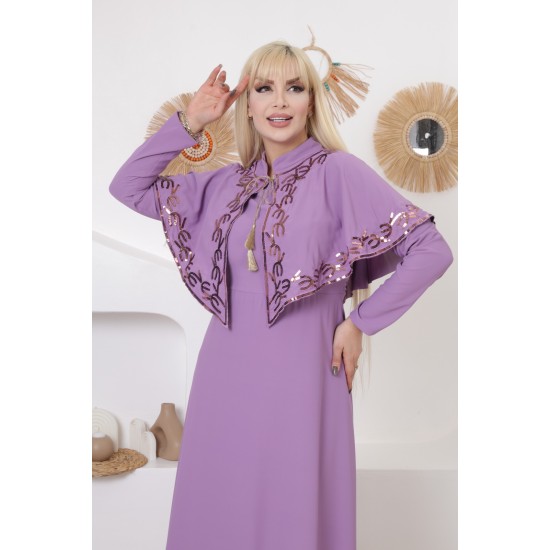 Casual/evening dress with two-piece ottoman soiree detail, mauve