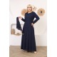 Casual/evening dress with a two-piece dark navy Ottoman soiree detail