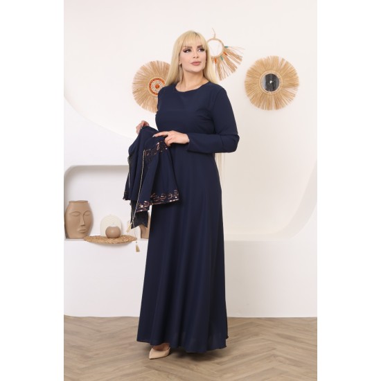 Casual/evening dress with a two-piece dark navy Ottoman soiree detail