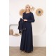 Casual/evening dress with a two-piece dark navy Ottoman soiree detail