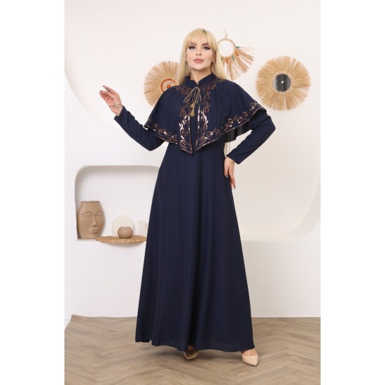 Casual/evening dress with a two-piece dark navy Ottoman soiree detail