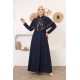 Casual/evening dress with a two-piece dark navy Ottoman soiree detail