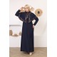 Casual/evening dress with a two-piece dark navy Ottoman soiree detail