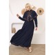 Casual/evening dress with a two-piece dark navy Ottoman soiree detail