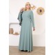 Casual/evening dress with a two-piece, light green, Ottoman bracelet detail