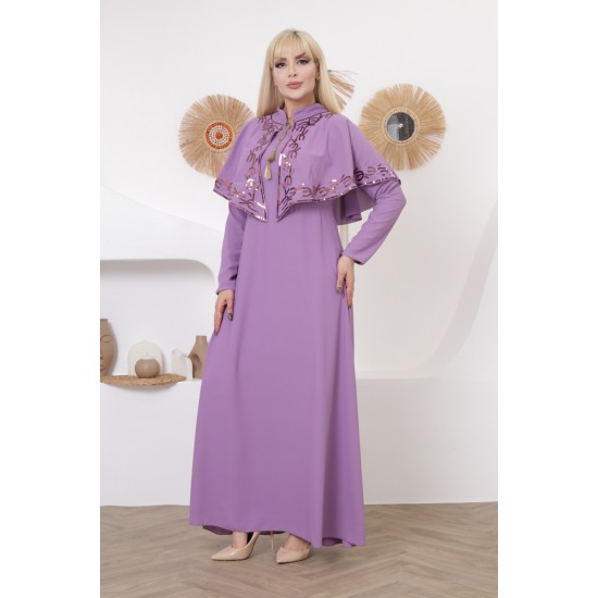 Casual/evening dress with two-piece ottoman soiree detail, mauve