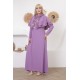 Casual/evening dress with two-piece ottoman soiree detail, mauve