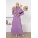 Casual/evening dress with two-piece ottoman soiree detail, mauve