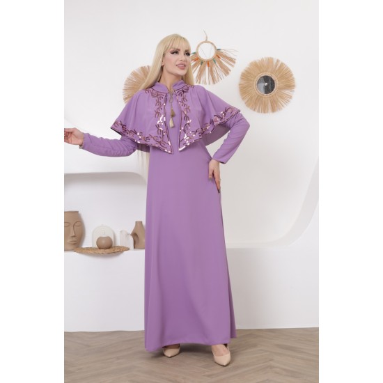 Casual/evening dress with two-piece ottoman soiree detail, mauve