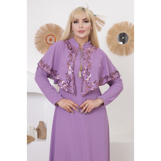 Casual/evening dress with two-piece ottoman soiree detail, mauve