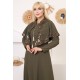 Casual/evening dress with two-piece swariyah Ottoman detail in olive colour