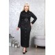 Casual dress with buttons along the length with exquisite detailing, black