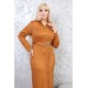 Casual dress with buttons along the length with exquisite detailing in orange