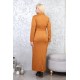 Casual dress with buttons along the length with exquisite detailing in orange