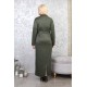 Casual dress with buttons along the length, wonderful detail, green