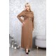 Casual dress with buttons along the length with exquisite detailing in brown