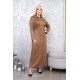 Casual dress with buttons along the length with exquisite detailing in brown