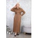 Casual dress with buttons along the length with exquisite detailing in brown