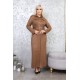 Casual dress with buttons along the length with exquisite detailing in brown