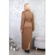 Casual dress with buttons along the length with exquisite detailing in brown