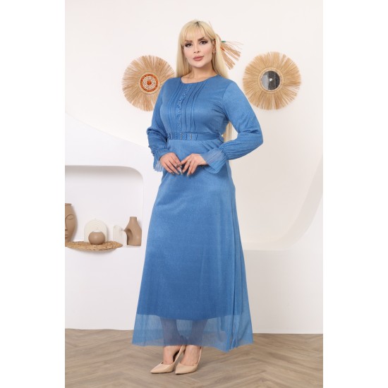 Casual/evening dress with calm detailing, blue