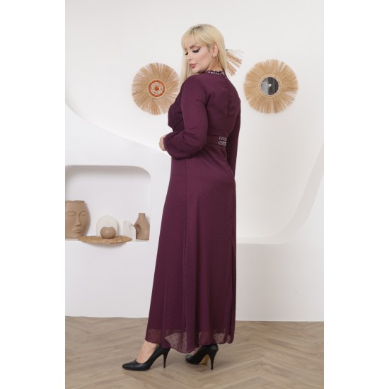 Casual/evening dress with a soft burgundy detail