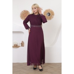 Casual/evening dress with a soft burgundy detail