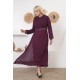 Casual/evening dress with a soft burgundy detail