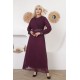 Casual/evening dress with a soft burgundy detail