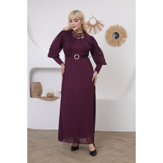 Casual/evening dress with a soft burgundy detail