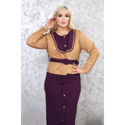 Two-piece daily dress in mauve color