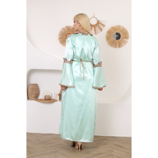 Royal two-piece dress with Ottoman details in turquoise