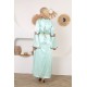 Royal two-piece dress with Ottoman details in turquoise