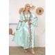 Royal two-piece dress with Ottoman details in turquoise