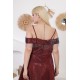 Off-the-shoulder short dress in burgundy color