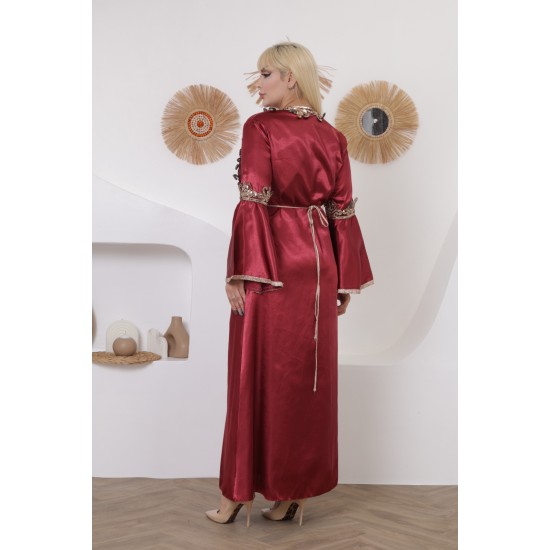 Royal two-piece dress with Ottoman details in burgundy