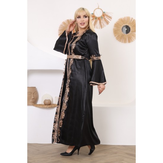 Royal dress with Ottoman details, two-piece, black