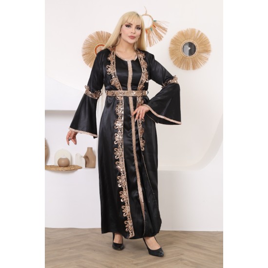 Royal dress with Ottoman details, two-piece, black