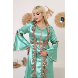 Royal two-piece dress with Ottoman details, dark green