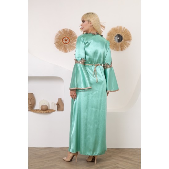 Royal two-piece dress with Ottoman details, dark green