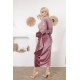 Velvet soiree dress with luxurious straps in mauve colour