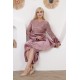 Velvet soiree dress with luxurious straps in mauve colour