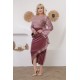 Velvet soiree dress with luxurious straps in mauve colour