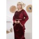 Velvet soiree dress with a luxurious burgundy color strap